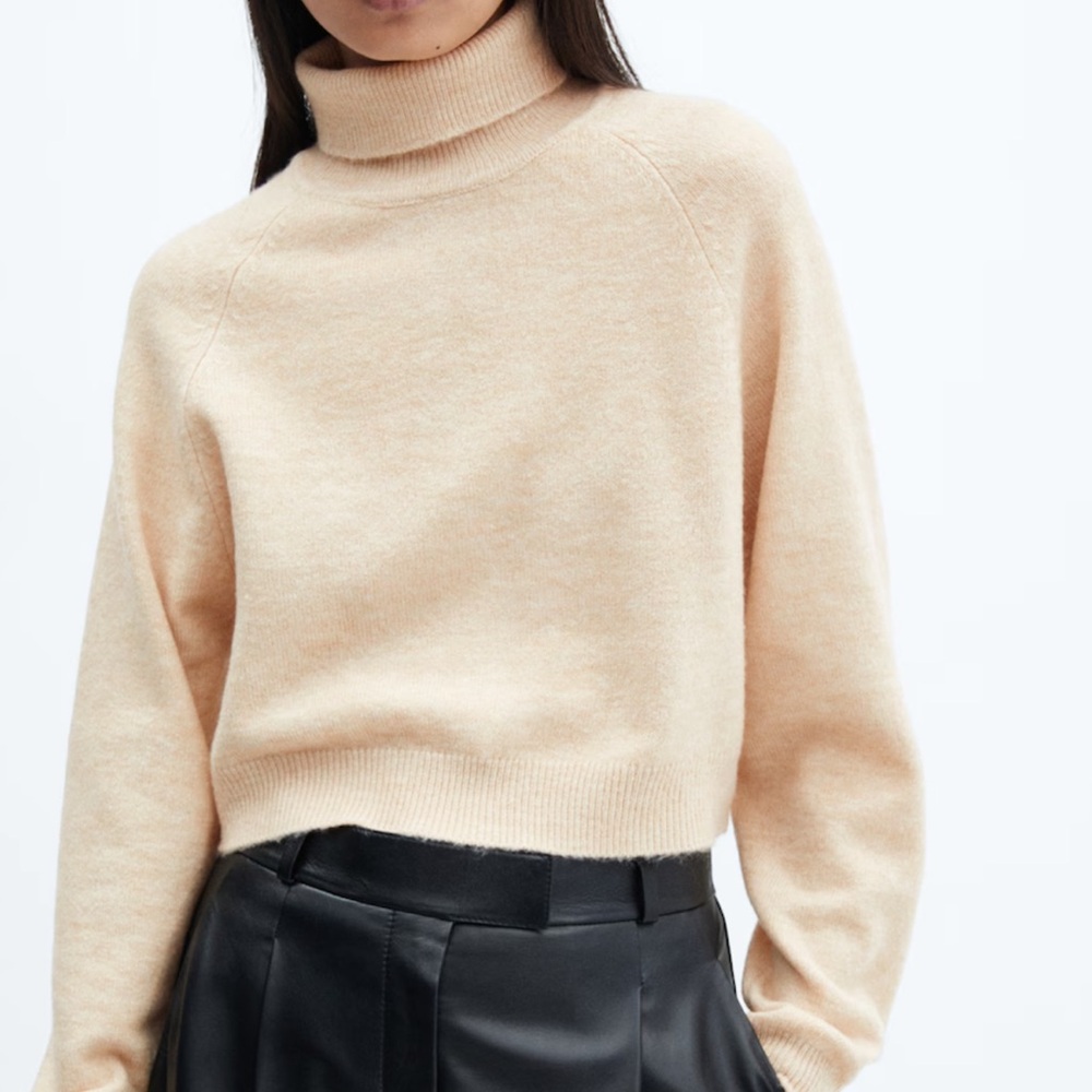 Mango Soft Beige Turtleneck Sweater